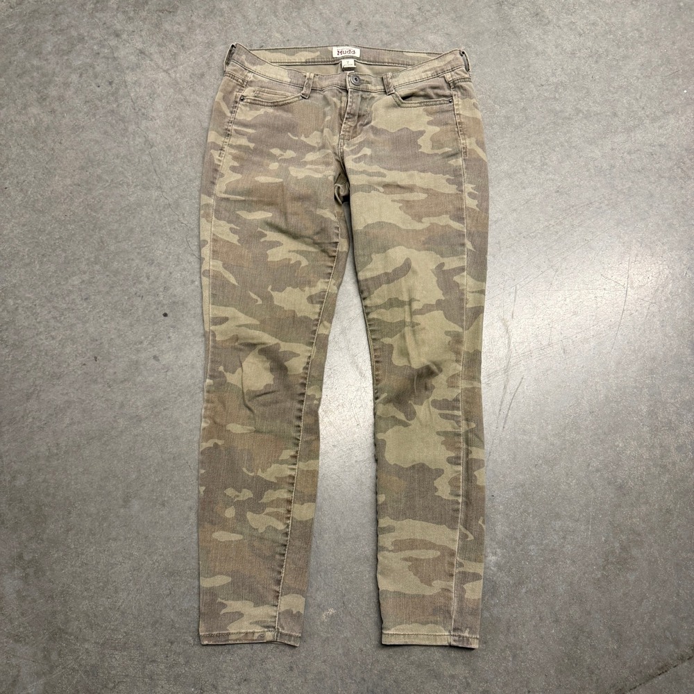 Mudd Womens Size 7 Camo Skinny Pants Green Camouflage Mid Rise Stretch Jeans
